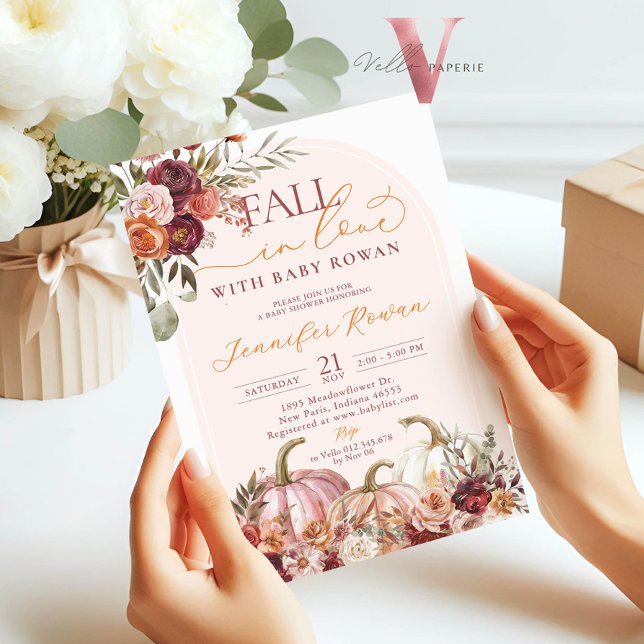 Invitation Fall in Love Pumpkin Burgundy Orange Baby Shower (Créateur téléchargé)