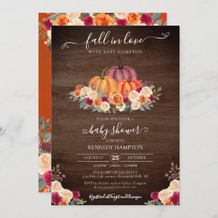 Invitation Fall in Love - Rustic Citrouille Baby shower d'aut