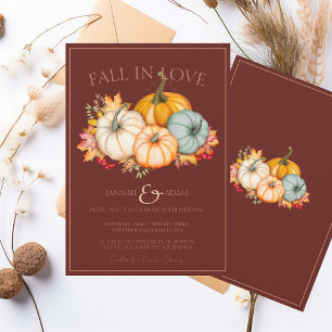 Invitation Fall in Love Terracotta Automne Citrouille Mariage