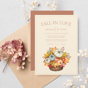 Invitation Fall in Love Terracotta Automne Citrouille Mariage