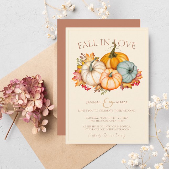 Invitation Fall in Love Terracotta Automne Citrouille Mariage (Créateur téléchargé)
