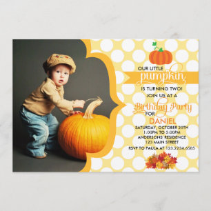 Invitation Fall Little Citrouille Photo Anniversaire Party