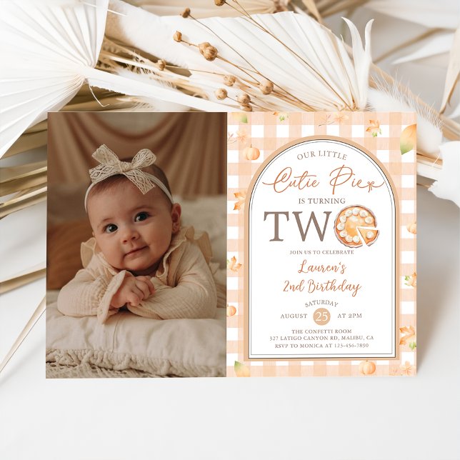 Invitation Fall Little Cutie Pie est deux photos d'anniversai (Créateur téléchargé)