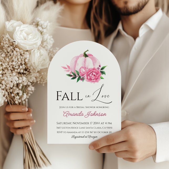 Invitation Fall Love Blush rose Citrouille Fête des mariées r (Créateur téléchargé)