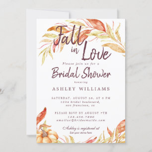 Invitation Fall Love Gold Foliage Bourgogne Fête des mariées