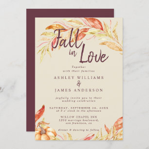 Invitation Fall Love Golden Foliage Automne Mariage Bourgogne