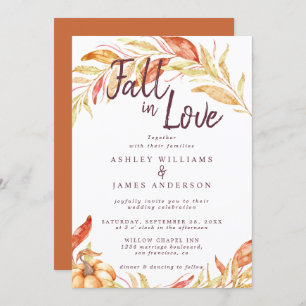 Invitation Fall Love Golden Foliage Burnt Orange