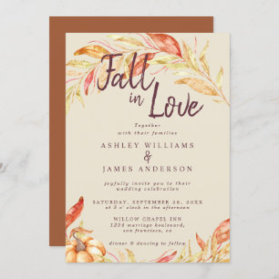Invitation Fall Love Golden Foliage TerraCotta Mariage