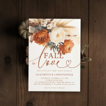 Fall Love Terracotta Pampas Floral Couple Douche