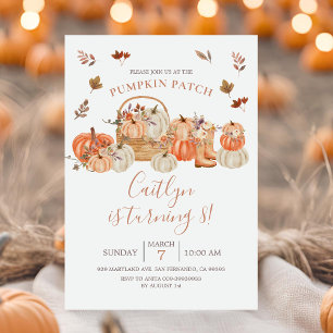 Invitation Fall Rustic Citrouille Patch 8e fête d'anniversair
