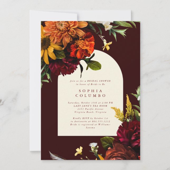 Invitation Fall Sunset Dark Moody Romantic Bridal Shower  (Devant)