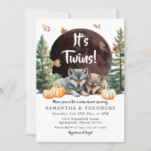 Invitation Fall Twins Wolf Bienvenue Au Baby shower Pack