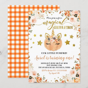 Invitation Fall Unicorn Citrouille Girl Anniversaire Invitati