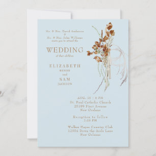 Invitation Falle Boho Ciel Bleu Pâle Deux Parents II