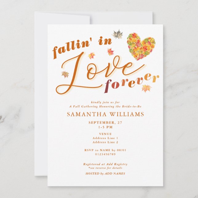 Invitation Fallin dans l'amour pour toujours Rustique Fête de (Devant)