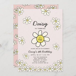 Invitation Falling Daisys Pink Floral Anniversaire