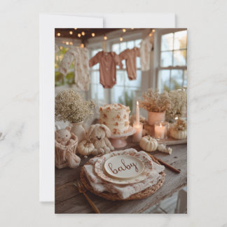 Invitation Falling Florals Autumn Baby Sprinkle, Dusty Rose