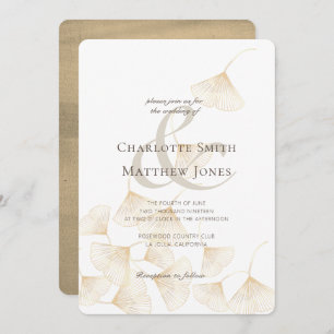 Invitation Falling Gold Ginkgo Feuilles mariage élégant