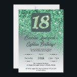 Invitation Falling Green Parties scintillant 18th Birthday Pa<br><div class="desc">Parties scintillant verte en chute glamour avec dégradé vert et étoiles brillantes.</div>