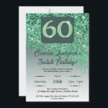 Invitation Falling Green Parties scintillant 60th Birthday Pa<br><div class="desc">Parties scintillant verte en chute glamour avec dégradé vert et étoiles brillantes.</div>