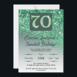 Invitation Falling Green Parties scintillant 70th Birthday Pa<br><div class="desc">Parties scintillant verte en chute glamour avec dégradé vert et étoiles brillantes.</div>