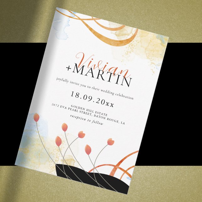 Invitation Falling Melody Poetic Aquarelle Mariage Floral (Créateur téléchargé)