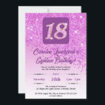Invitation Falling Pink Parties scintillant 18th Birthday Par<br><div class="desc">Parties scintillant flamboyante rose avec dégradé rose et étoiles brillantes. Idéal pour un 18ème anniversaire amusant.</div>