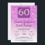 Invitation Falling Pink Parties scintillant 60th Birthday Par<br><div class="desc">Parties scintillant flamboyante rose avec dégradé rose et étoiles brillantes.</div>