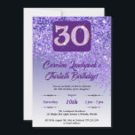 Invitation Falling Purple Parties scintillant 30th Birthday P<br><div class="desc">Parties scintillant violette à dégradé violet glamour et étoiles brillantes. Idéal pour une fête de 30ème anniversaire.</div>