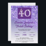 Invitation Falling Purple Parties scintillant 40th Birthday P<br><div class="desc">Parties scintillant violette à dégradé violet glamour et étoiles brillantes. Idéal pour une fête de 40ème anniversaire.</div>