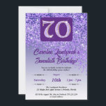 Invitation Falling Purple Parties scintillant 70th Birthday P<br><div class="desc">Parties scintillant violette à dégradé violet glamour et étoiles brillantes.</div>