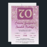 Invitation Falling Rose Gold Parties scintillant 70th Birthda<br><div class="desc">Parties scintillant dorée Rose en chute avec dégradé rose et étoiles brillantes.</div>