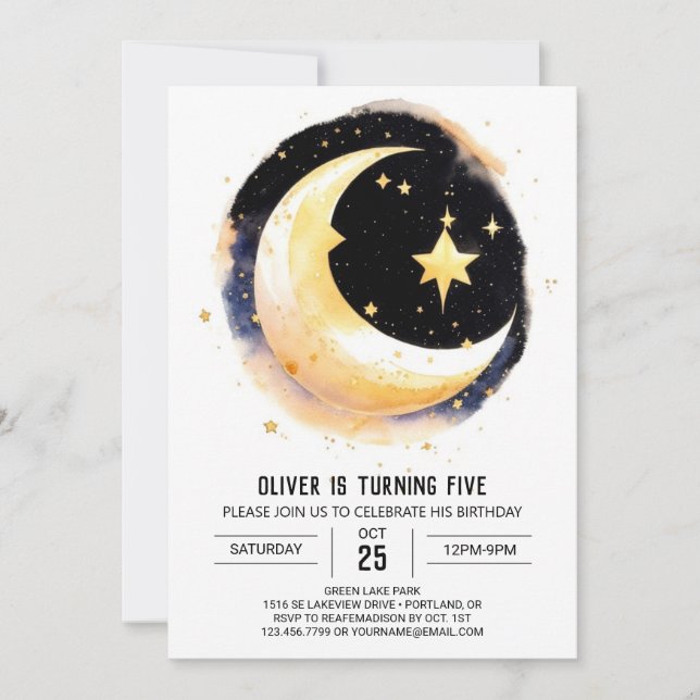 Invitation Falling Stars Anniversaire cosmique (Devant)