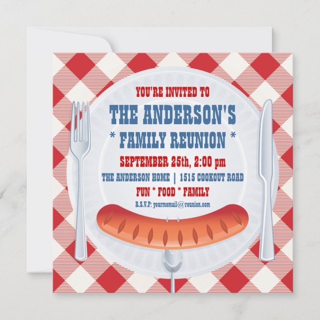 INVITATION FAMILIALE BARBECUE PICNIC (Devant)