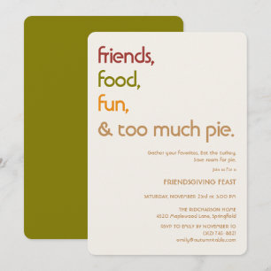 Invitation Famille, Amis, Dinde, Tarte de Thanksgiving Modern