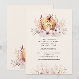 Invitation Famille citrouille Floral Thanksgiving