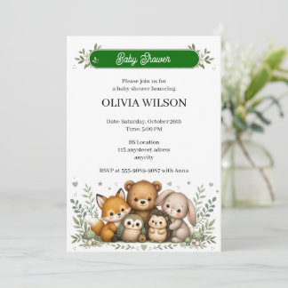 Invitation Famille d'animaux mignons de la forêt
