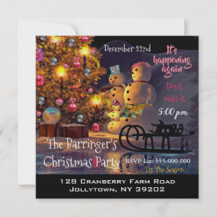Invitation Famille de bonhomme de neige Belle fête de Noël