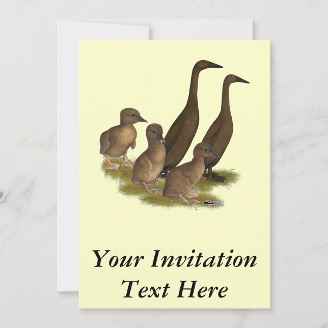Invitation Famille de canards coureurs au chocolat (Devant)