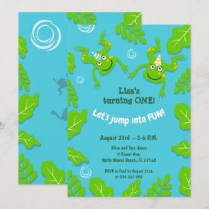 Invitation Famille de grenouilles de premier anniversaire dan
