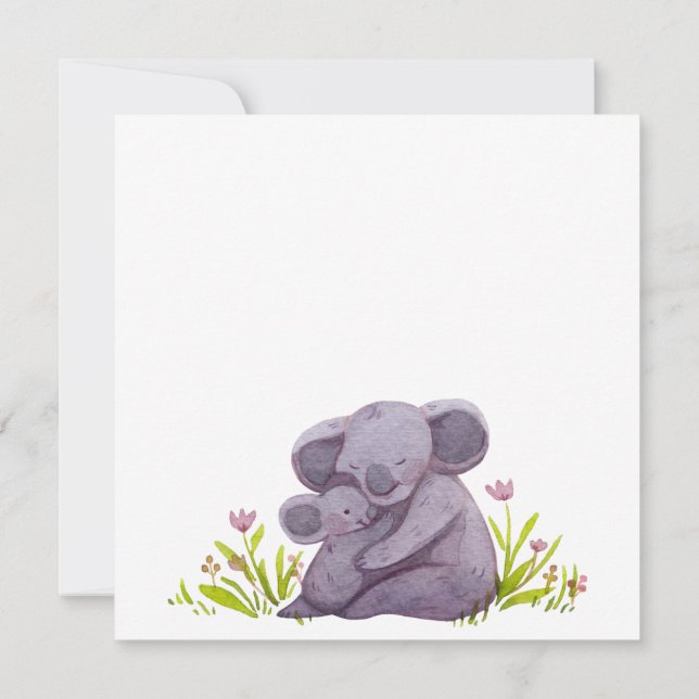 Invitation Famille de koalas à l'aquarelle (Dos)