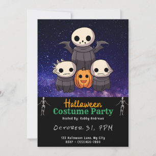 Invitation Famille des Ghouls Super mignonne Halloween noir