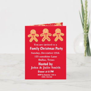 Invitation Famille drôle d'hommes en pain d'épice Fête de Noë