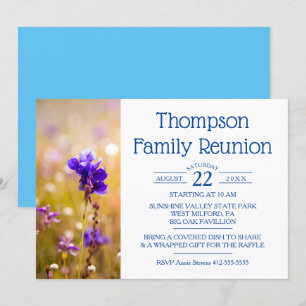 Invitation Famille Fleurs sauvages bleus