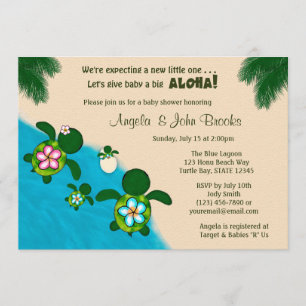 Invitation Famille Honu BLEU 284 de baby shower de TORTUE de