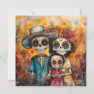 Invitation Famille Joyeuse Dia de los Muertos Fête