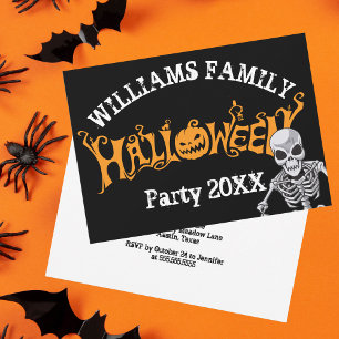 Invitation Famille personnalisée Halloween Parti annuel Skele