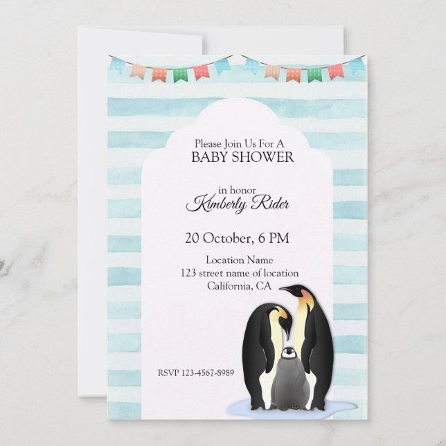 Invitation Famille Pingouin mignonne (Devant)