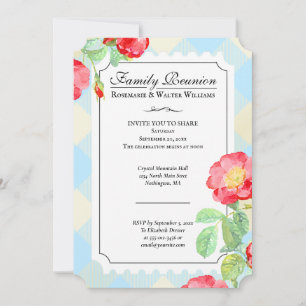 Invitation Famille Retrouvailles Red Roses Blue Buffalo Plant