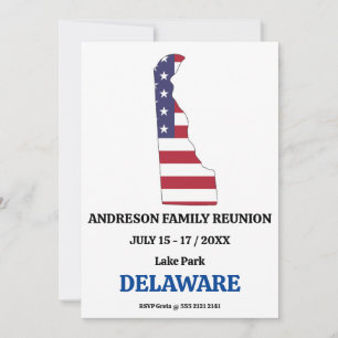 Invitation Famille Réunion 🎉 DELAWARE State Map USA Flag